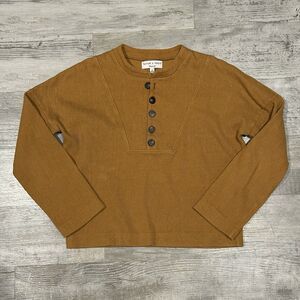 Madewell Texture & Thread Ribbed Five Button Mustard Long Sleeve Top Size XS